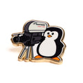 PENGUIN WITH CAMERA PIN BADGE