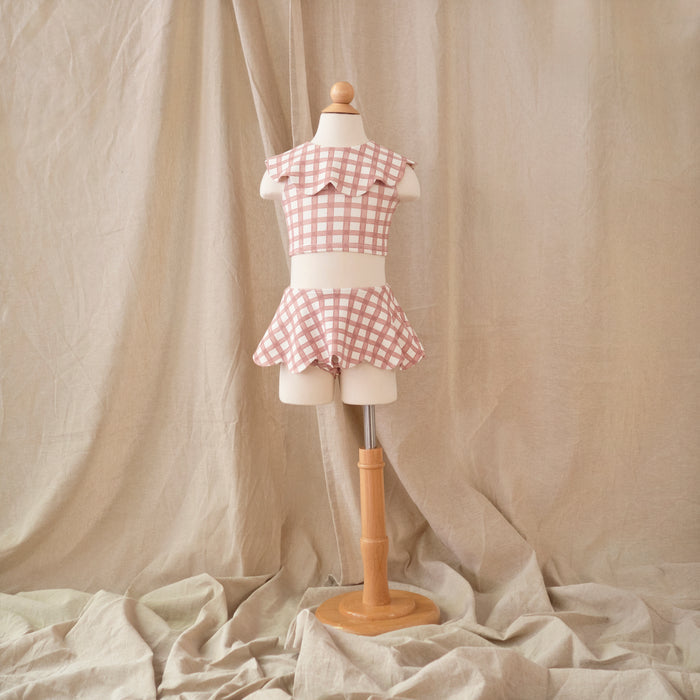 Petit Playa Petal Bikini Skirt in Gingham print, sun-safe UPF50+ swimwear for babies and girls — image 3