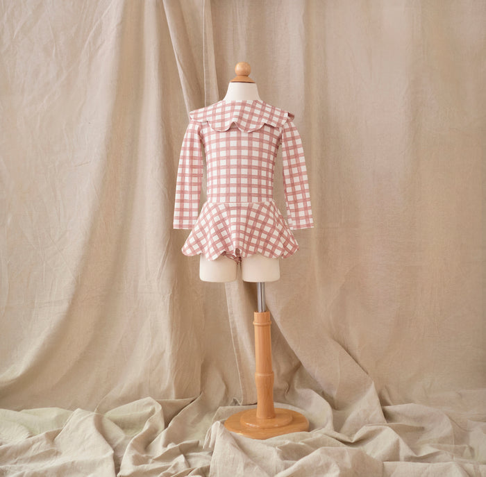 Petit Playa Petal Bikini Skirt in Gingham print, sun-safe UPF50+ swimwear for babies and girls — image 4