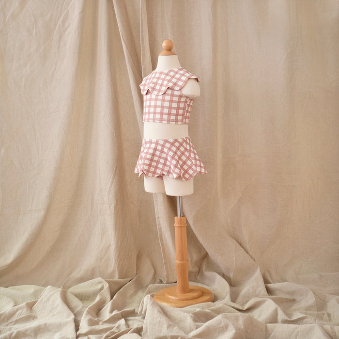 Petit Playa Petal Bikini Skirt in Gingham print, sun-safe UPF50+ swimwear for babies and girls — image 5