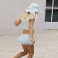 Petit Playa Petal Bikini Skirt in Hydrangea print, sun-safe UPF50+ swimwear for babies and girls
