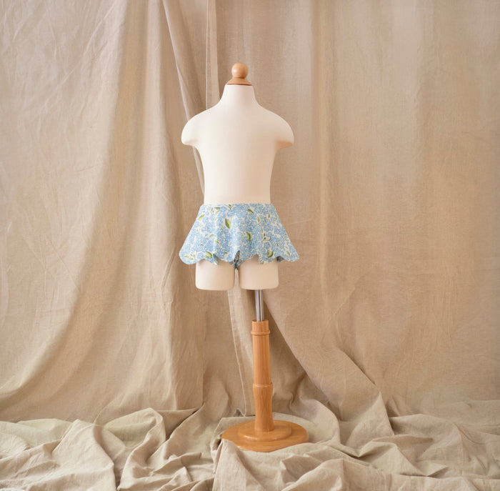 Petit Playa Petal Bikini Skirt in Hydrangea print, sun-safe UPF50+ swimwear for babies and girls — image 2