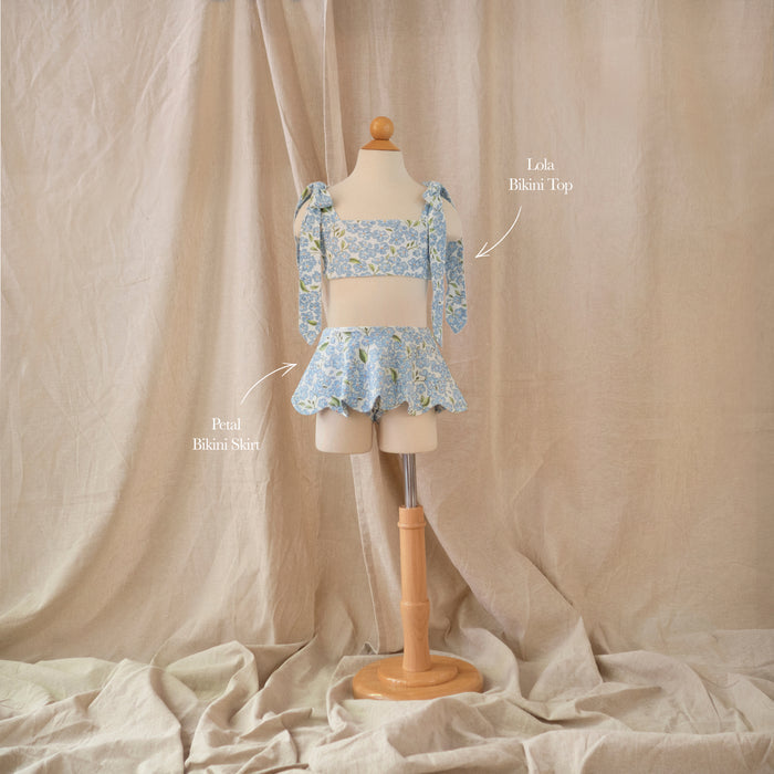 Petit Playa Petal Bikini Skirt in Hydrangea print, sun-safe UPF50+ swimwear for babies and girls — image 3