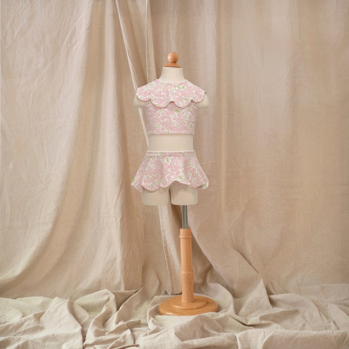 Petit Playa Petal Bikini Skirt in Peony print, sun-safe UPF50+ swimwear for babies and girls — image 2