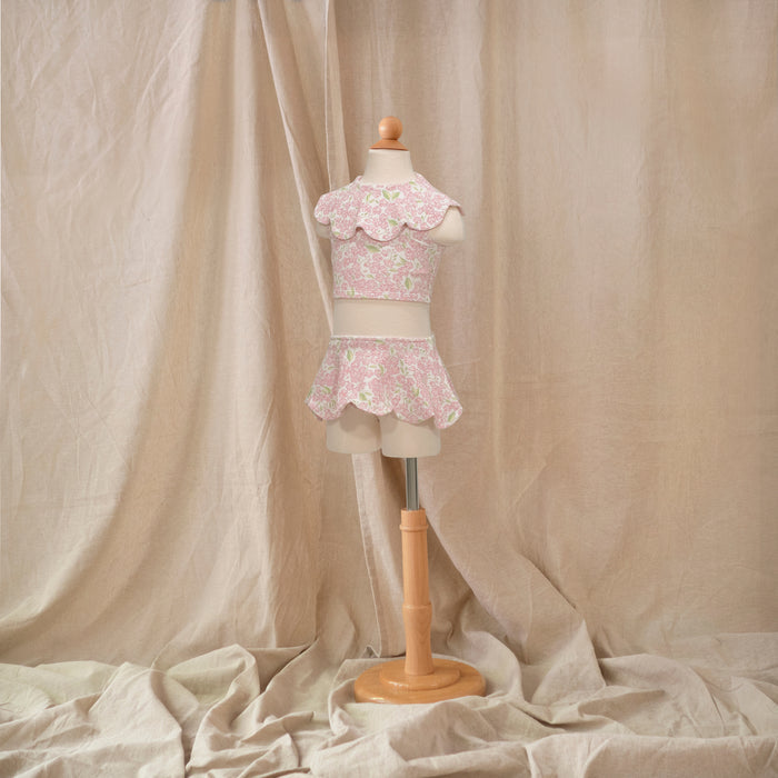 Petit Playa Petal Bikini Skirt in Peony print, sun-safe UPF50+ swimwear for babies and girls — image 3