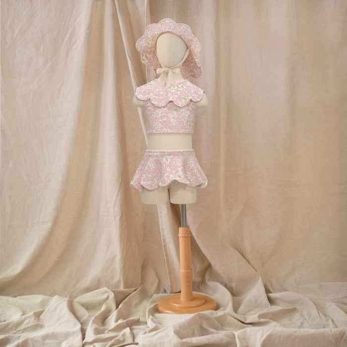 Petit Playa Petal Bikini Skirt in Peony print, sun-safe UPF50+ swimwear for babies and girls — image 4