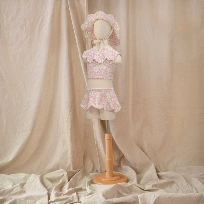 Petit Playa Petal Bikini Skirt in Peony print, sun-safe UPF50+ swimwear for babies and girls — image 5