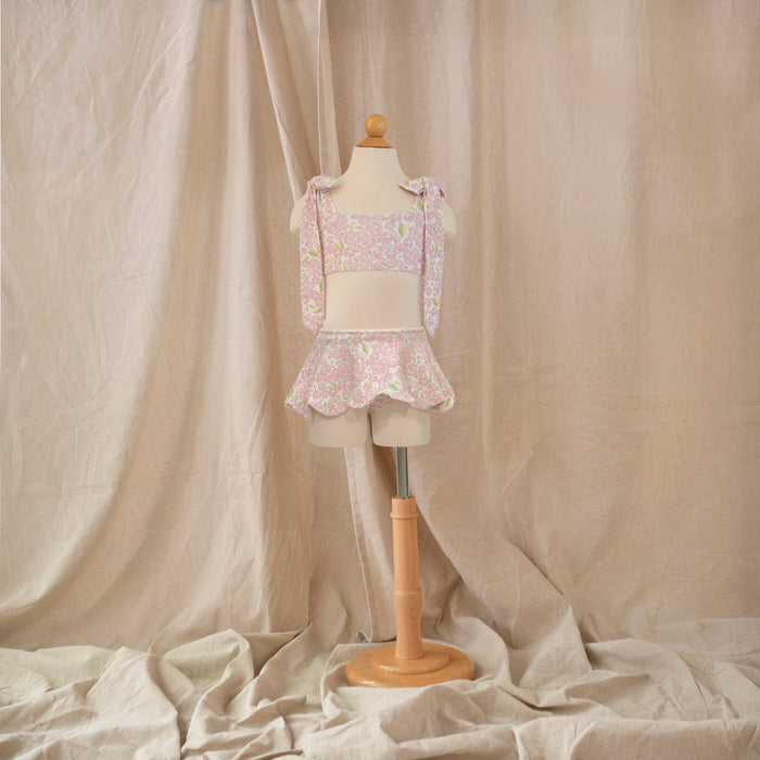 Petit Playa Petal Bikini Skirt in Peony print, sun-safe UPF50+ swimwear for babies and girls — image 7