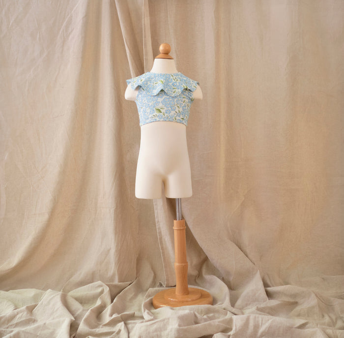Petit Playa Petal Bikini Top in Hydrangea print, sun-safe UPF50+ swimwear for babies and girls