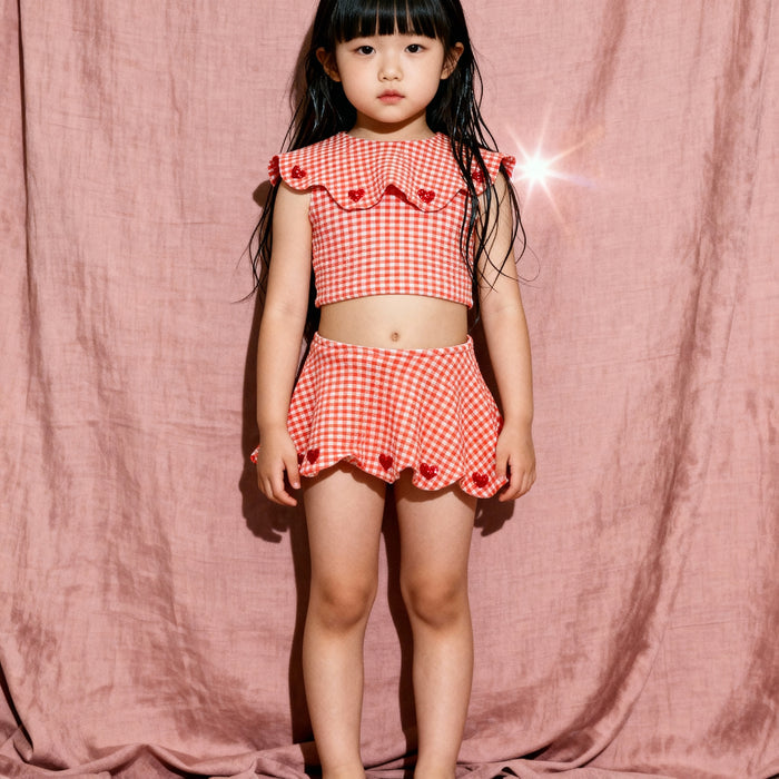 Petit Playa Petal Bikini Top in Lover print, sun-safe UPF50+ swimwear for babies and girls — image 3