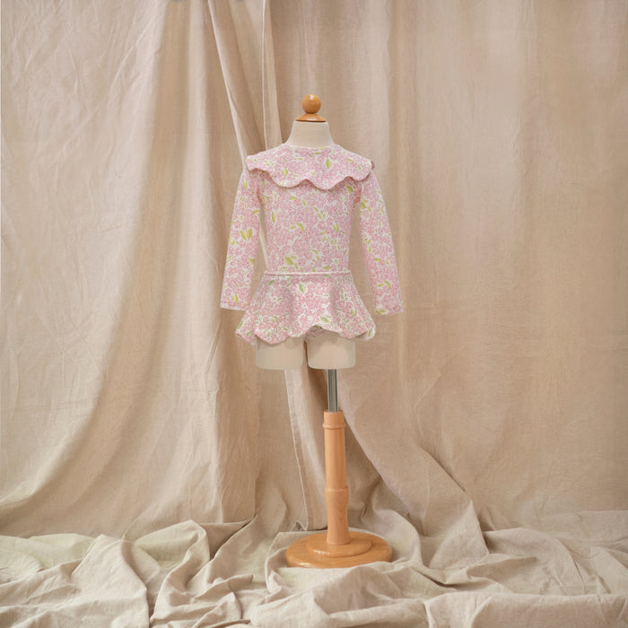Petit Playa Petal Bikini Top in Peony print, sun-safe UPF50+ swimwear for babies and girls — image 4