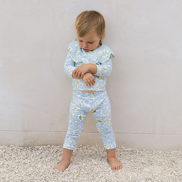 Petit Playa Petal Legging in Hydrangea print, sun-safe UPF50+ swimwear for babies and girls