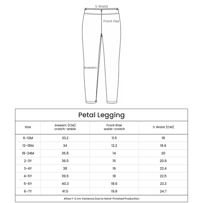 Petal Legging size guide