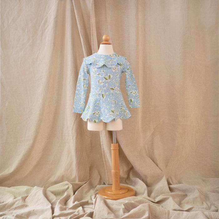 Petit Playa Petal Long Sleeve Swim Dress in Hydrangea print, sun-safe UPF50+ swimwear for babies and girls — image 2