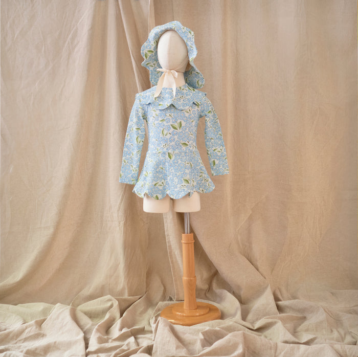 Petit Playa Petal Long Sleeve Swim Dress in Hydrangea print, sun-safe UPF50+ swimwear for babies and girls — image 4