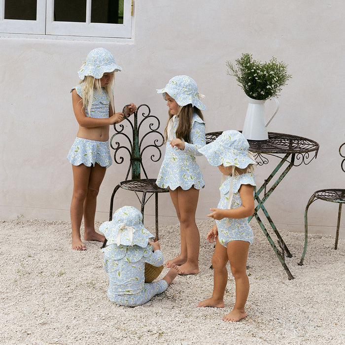 Petit Playa Petal Long Sleeve Swim Dress in Hydrangea print, sun-safe UPF50+ swimwear for babies and girls — image 5