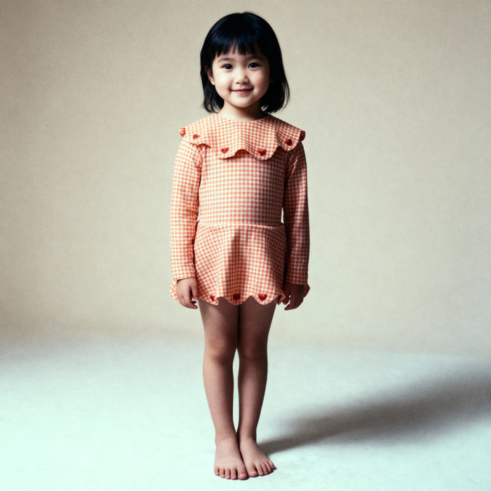Petit Playa Petal Long Sleeve Swim Dress in Lover print, sun-safe UPF50+ swimwear for babies and girls — image 5