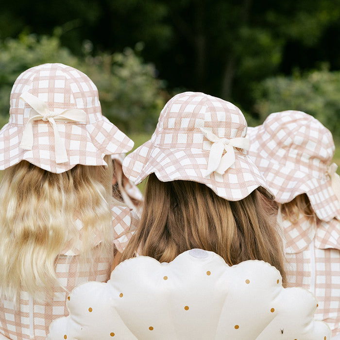 Petit Playa Petal Sun Hat in Gingham print, sun-safe UPF50+ sun hat for babies and girls — image 2