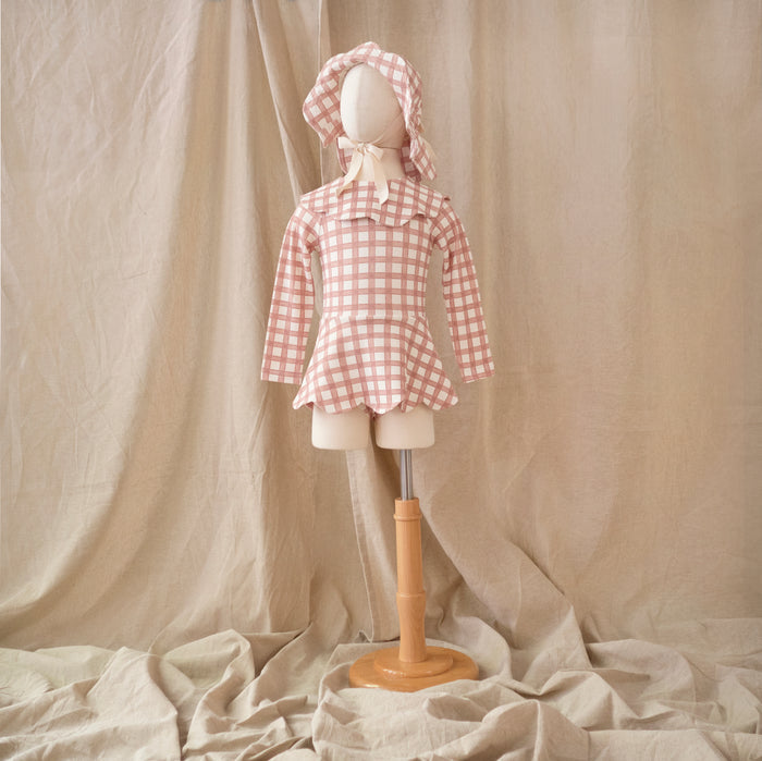 Petit Playa Petal Sun Hat in Gingham print, sun-safe UPF50+ sun hat for babies and girls — image 4