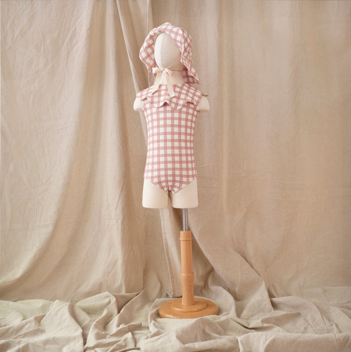 Petit Playa Petal Sun Hat in Gingham print, sun-safe UPF50+ sun hat for babies and girls — image 5