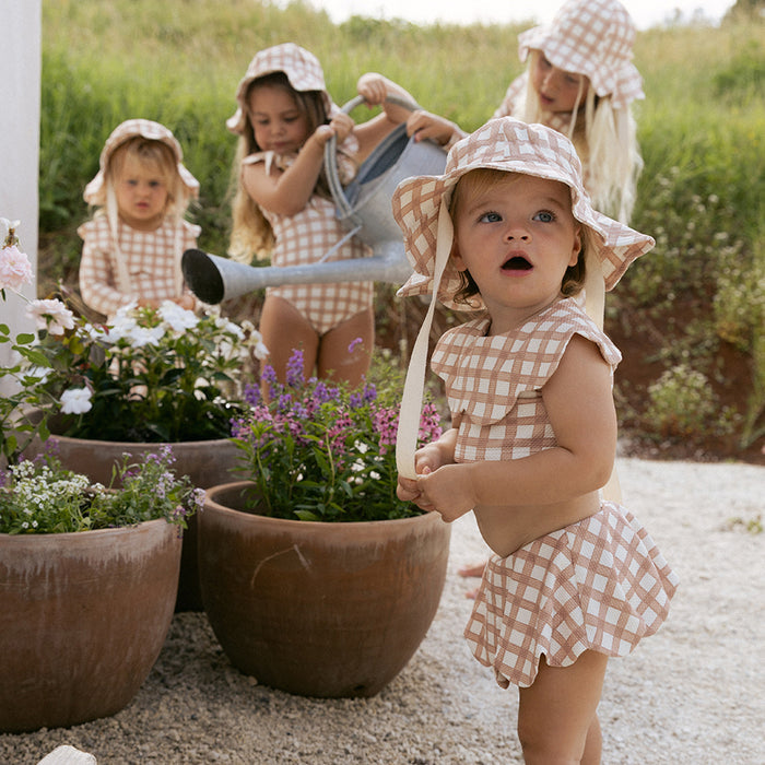 Petit Playa Petal Sun Hat in Gingham print, sun-safe UPF50+ sun hat for babies and girls — image 8