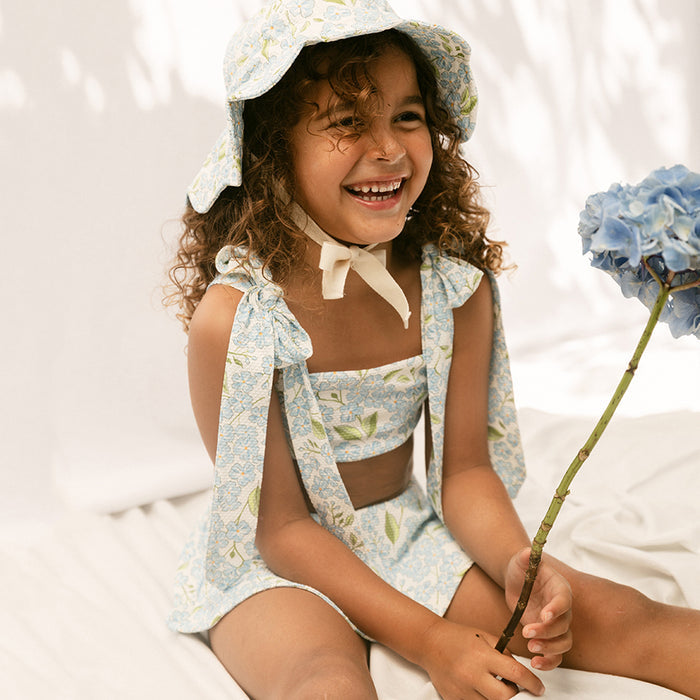 Petit Playa Petal Sun Hat in Hydrangea print, sun-safe UPF50+ sun hat for babies and girls — image 4