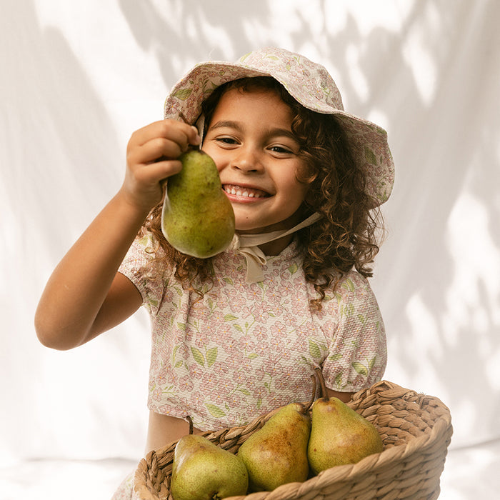 Petit Playa Petal Sun Hat in Peony print, sun-safe UPF50+ sun hat for babies and girls — image 3