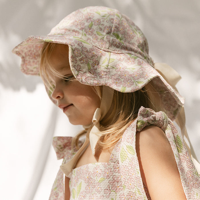 Petit Playa Petal Sun Hat in Peony print, sun-safe UPF50+ sun hat for babies and girls — image 7