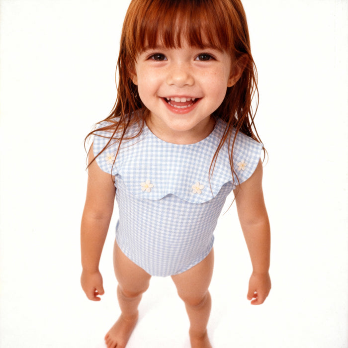 Petit Playa Petal Swimsuit in Dorothy print, sun-safe UPF50+ swimwear for babies and girls