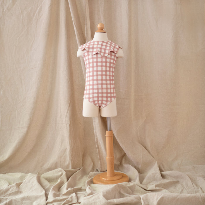 Petit Playa Petal Swimsuit in Gingham print, sun-safe UPF50+ swimwear for babies and girls
