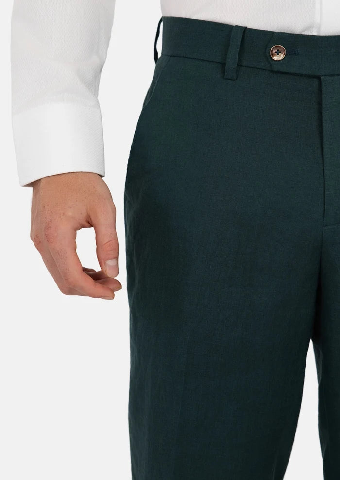 Phthalo Green Linen Pants - SARTORO