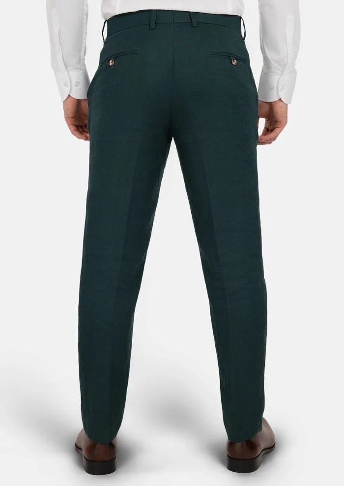 Phthalo Green Linen Pants - SARTORO