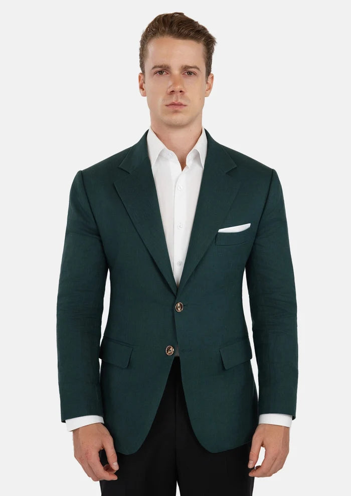 Hudson Phthalo Green Linen Jacket - SARTORO