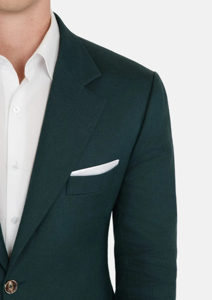 Hudson Phthalo Green Linen Jacket - SARTORO