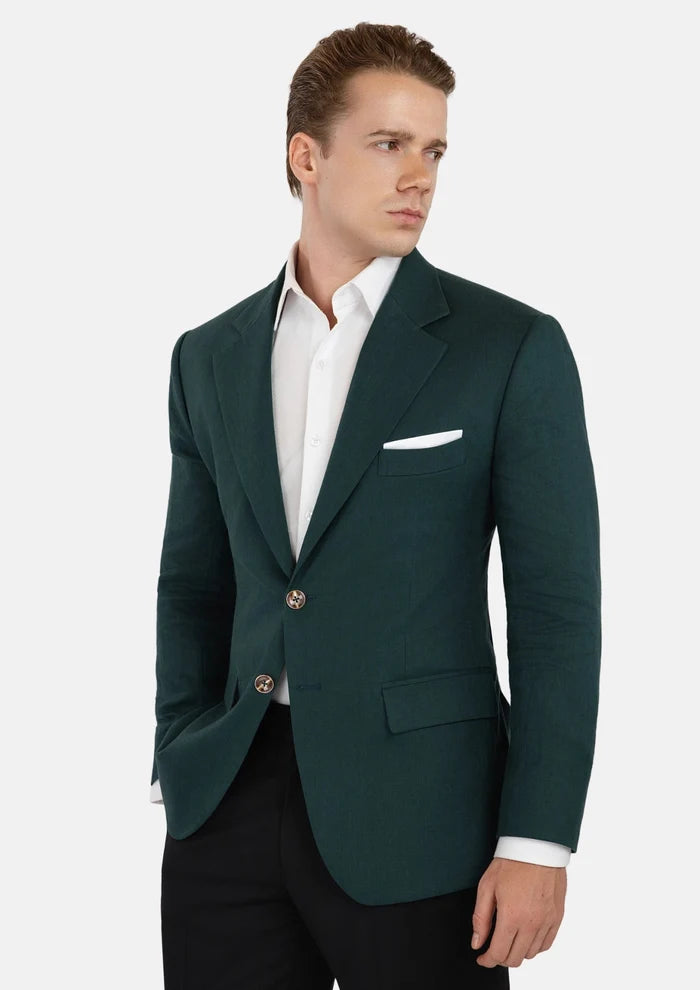 Hudson Phthalo Green Linen Jacket - SARTORO