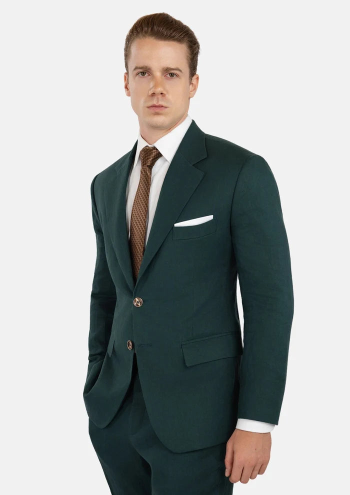 Hudson Phthalo Green Linen Suit - SARTORO