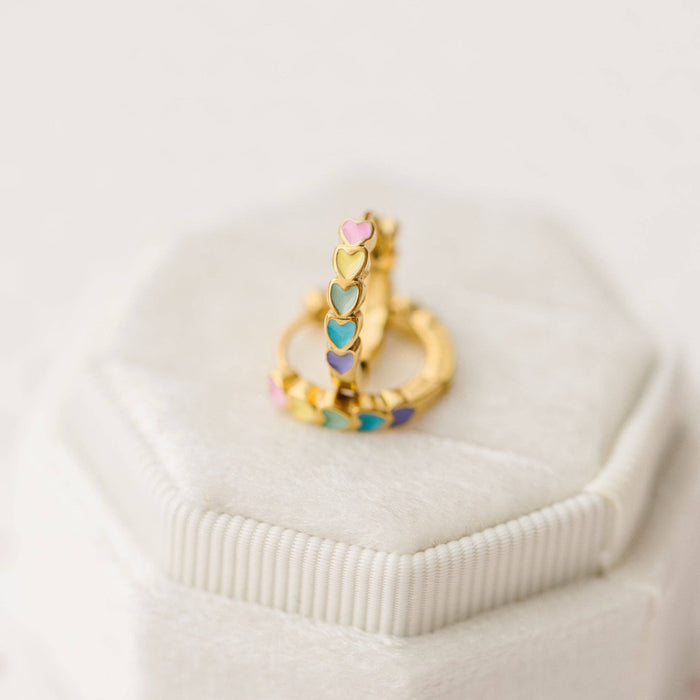 Pierced Co - Rainbow Heart Huggies