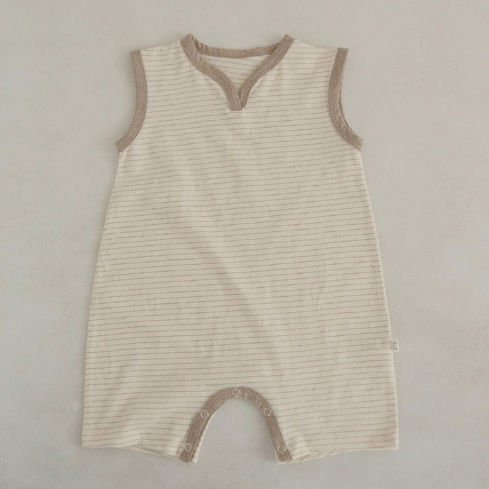 Pin Stripe Romper Beige