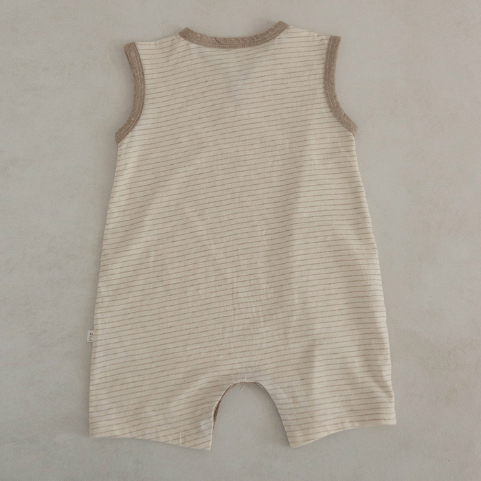 Pin Stripe Romper Beige
