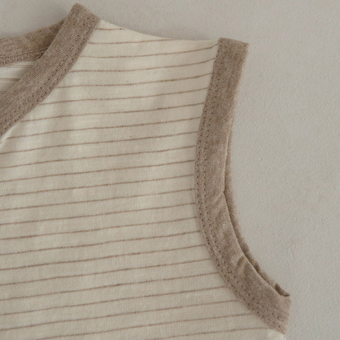 Pin Stripe Romper Beige
