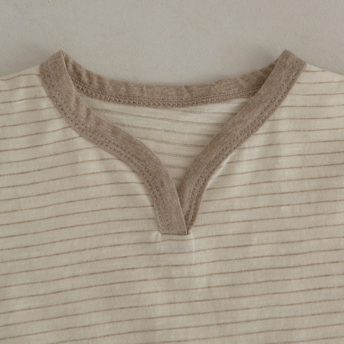 Pin Stripe Romper Beige