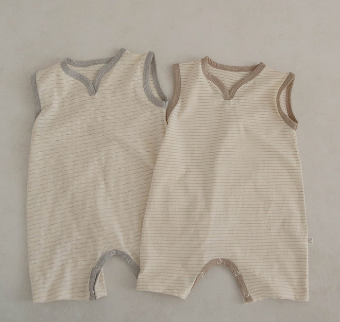 Pin Stripe Romper Grey Melange