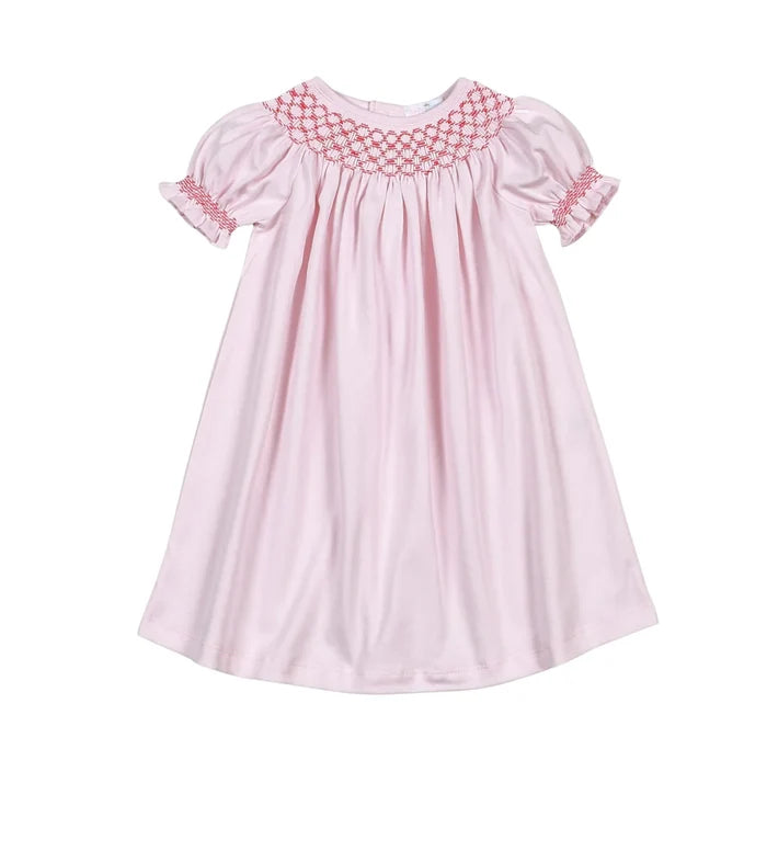 Pink Noel Smocked Bishop Dress