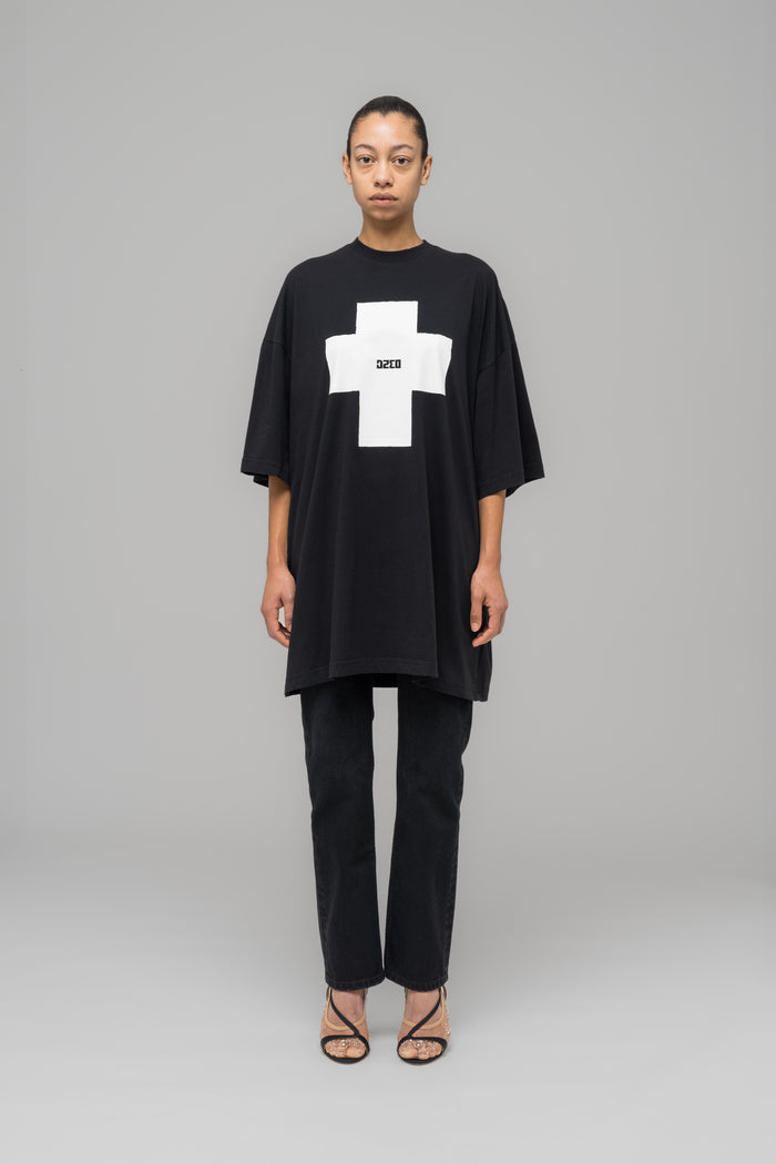 "POINT ZERO" OVERSIZED T-SHIRT WASHED BLACK - 032c