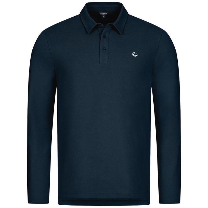 Giesswein Organic Polo Longsleeve M - bleu océan 540