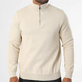 Pull Demi-Zip Texturé Beige