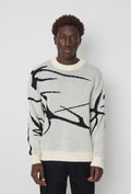 Pull Frilivin blanc cassé design abstrait noir