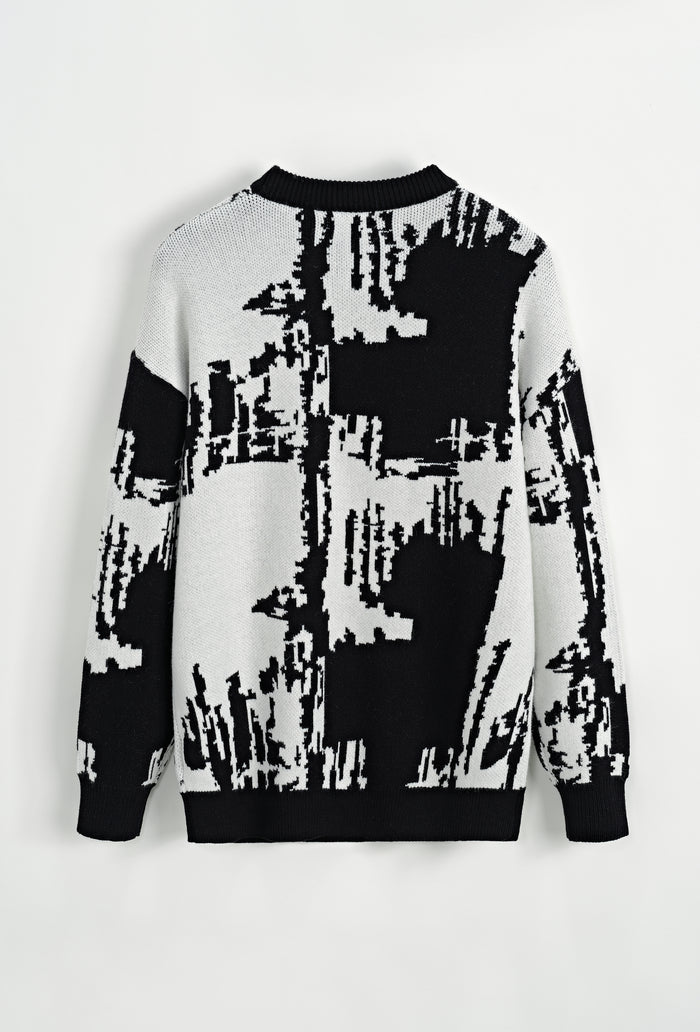 Pull Frilivin noir et blanc design abstrait
