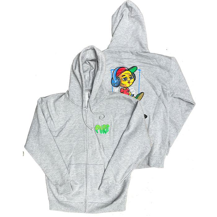 Pure Muzak Zip Hoodie Grey Heather pure boardshop