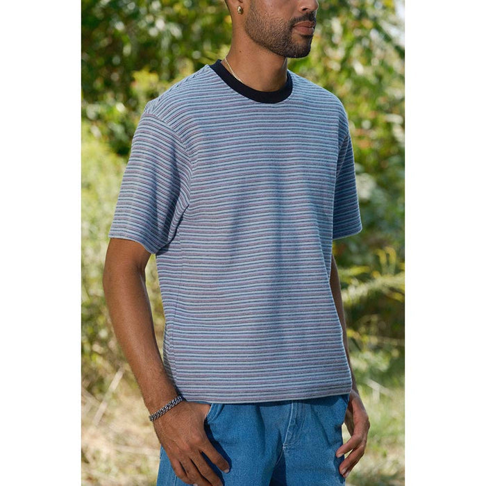 Quasi Phulx Knit Striped T-Shirt Blue Pure Boardshop